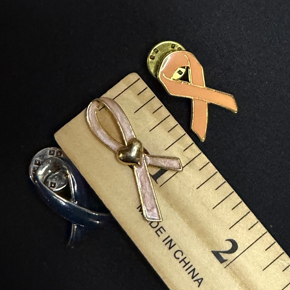Awareness Ribbon Pins Unisex OS Multicolor Enamel Ribbon Lapel Pin Set 3pc - Picture 2 of 8